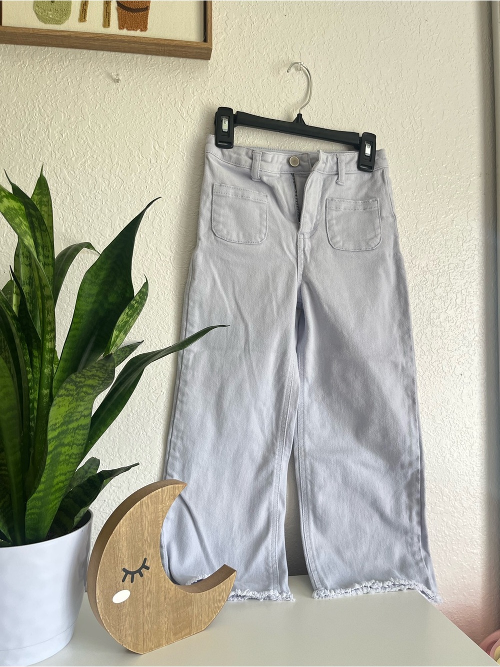 Copper Key Light Gray Wide-Leg Jeans with Raw Hem